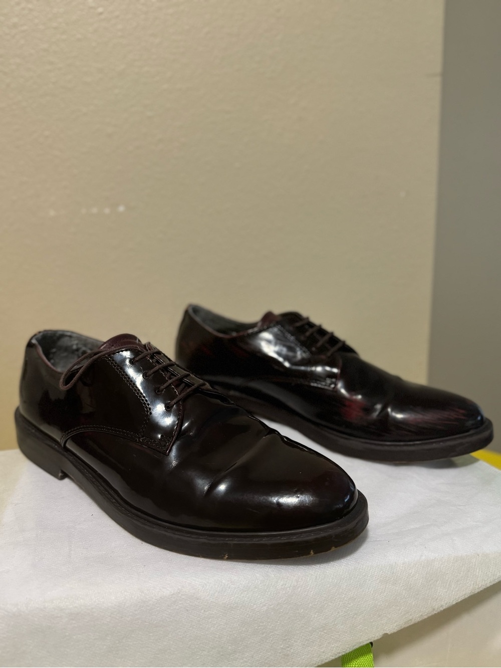 Topman Men's Burgundy Patent Lace-Up Oxfords